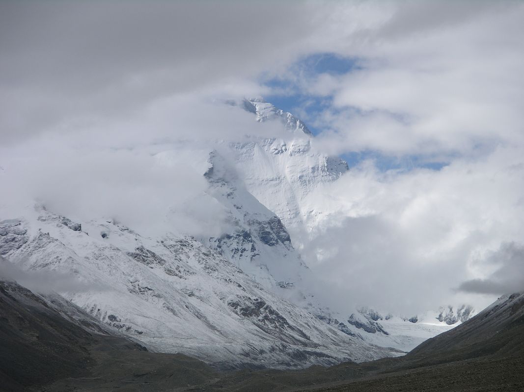 2 Rongbuk 1 Everest North Face Partially Visible In Monsoon